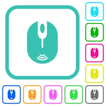 Wireless computer mouse vivid colored flat icons Stock Illustration