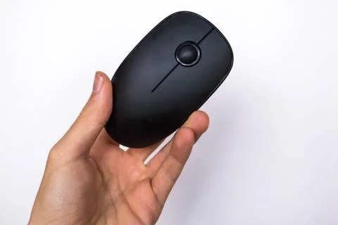 Wireless Computer Mouse on White Background in Hand Stock Photos