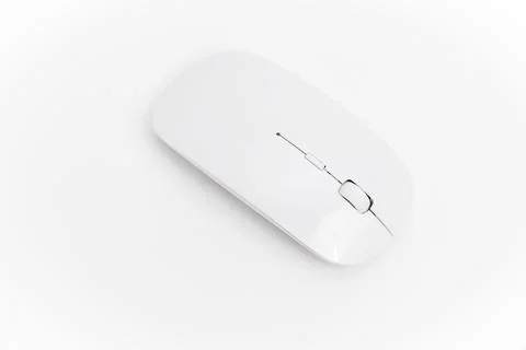 Wireless computer mouse on a white background with no other objects Stock Photos