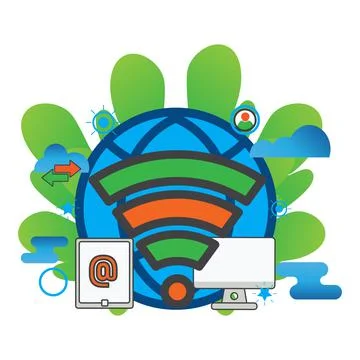 Wireless conection illustration. Flat vector icon. can use for, icon design e Ilustración de archivo