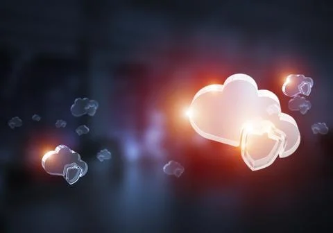 Wireless connection and cloud computing presented by blank cloud icon. Mixed Stock Photos