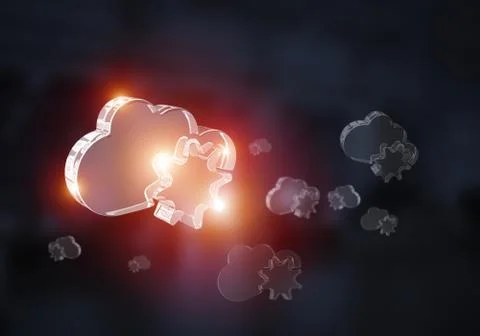 Wireless connection and cloud computing presented by blank cloud icon. Mixed Foto stock