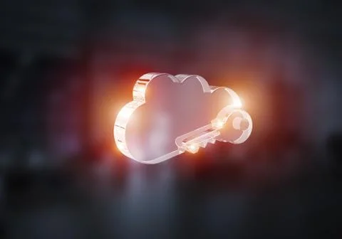 Wireless connection and cloud computing presented by blank cloud icon. Mixed 스톡 사진