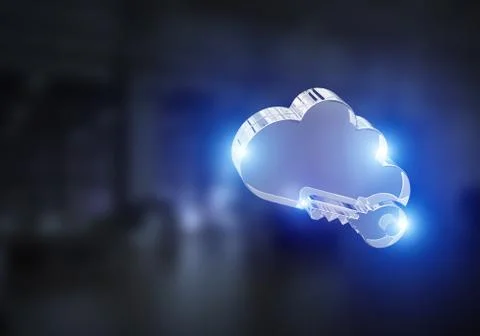 Wireless connection and cloud computing presented by blank cloud icon. Mixed Foto stock