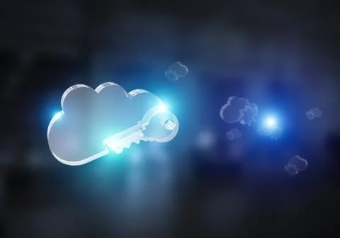 Wireless connection and cloud computing presented by blank cloud icon. Mixed Foto stock