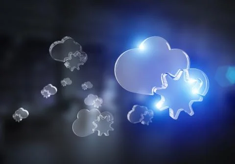 Wireless connection and cloud computing presented by blank cloud icon. Mixed Foto stock