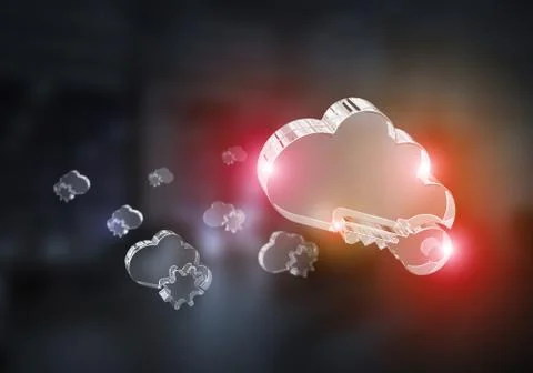 Wireless connection and cloud computing presented by blank cloud icon. Mixed Foto stock