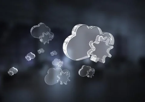 Wireless connection and cloud computing presented by blank cloud icon. Mixed 스톡 사진