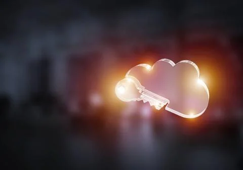 Wireless connection and cloud computing presented by blank cloud icon. Mix... Foto stock