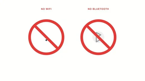 Wireless connection and network prohibition warning sign animation Видео 334820692