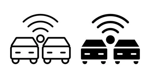 Wireless Connection Between Two Cars for Modern Transportation Technology イラスト素材
