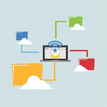 Wireless connection. File Sharing. Stock Illustration