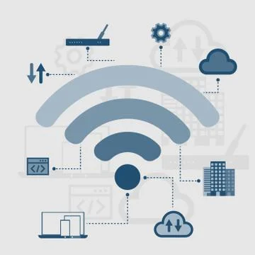 Wireless connection network technology, vector illustration Stock Illustration