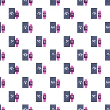 Wireless connectivity and communication devices seamless pattern Stock Illustration