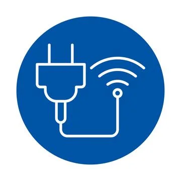 Wireless Connectivity and Electric Plug Icon on Blue Background Stock Illustration