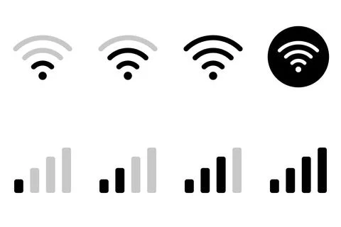 Wireless Connectivity And Mobile Network Signal Strength Icon Set Illustrazione stock