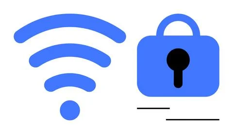 Wireless Connectivity and Security Lock Visual in Minimalistic Design Stock Illustration