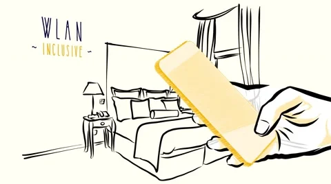 Wireless Connectivity in Hotel Room, hand-sketched Animation Stock Footage 63795346