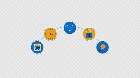 Wireless connectivity icons for smart home network 2D objects doodle animation Stock Footage 307518817