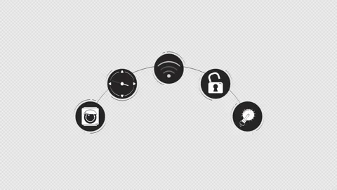Wireless connectivity icons for smart home outline 2D objects doodle animation Stock Footage 307828722