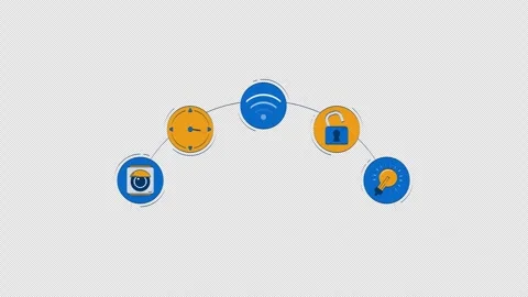 Wireless connectivity icons for smart home network hand drawn objects animation Stock Footage 307998999