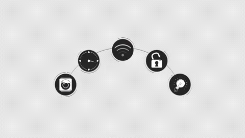 Wireless connectivity icons for smart home outline hand drawn objects animation Stock Footage 308153425