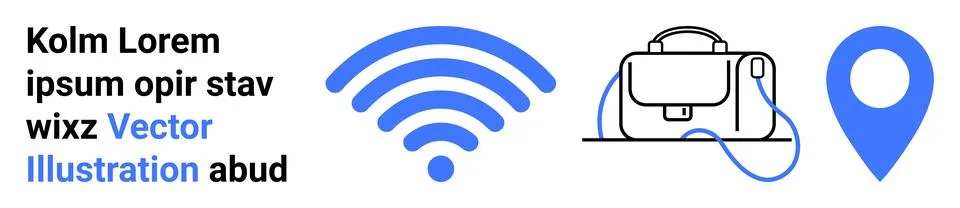 Wireless Connectivity, Work, and Navigation Elements for Modern Office Setup Stock Illustration