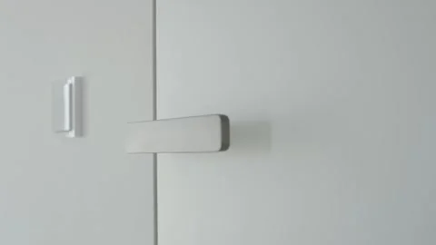 Wireless Contact Sensor Beside Lever Handle, Smart Home Security, Close Up Vídeo Stock 341570320