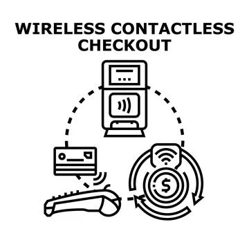 Wireless contactless checkout payment completing money transaction Stock Illustration