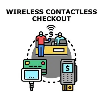 Wireless contactless checkout payment processing modern concept Stock Illustration