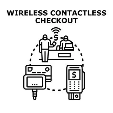 Wireless contactless checkout payment processing modern concept Stock Illustration