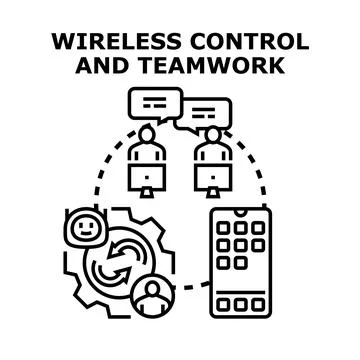 Wireless control concept and teamwork developing ideas Ilustración de archivo
