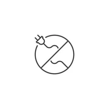 Wireless, cordless, no plug. Vector outline icon template Illustrazione stock