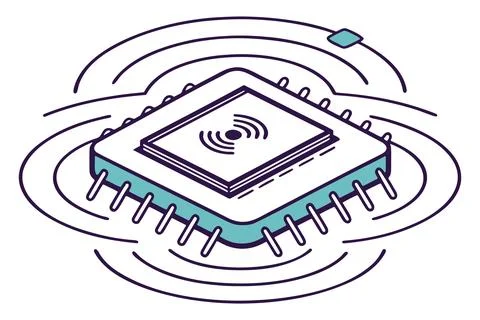 Wireless CPU Processor Chip and Digital Connectivity Concept 스톡 일러스트