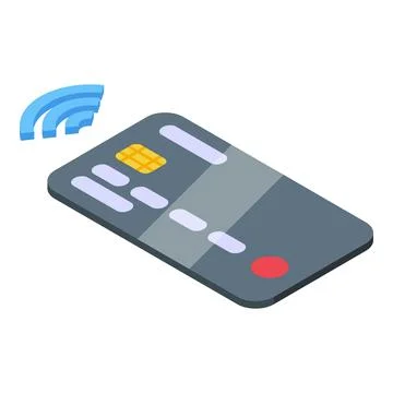 Wireless credit card sending data for contactless payment Stock Illustration