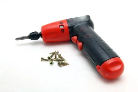 Wireless crewdriver with screws Stock Photos