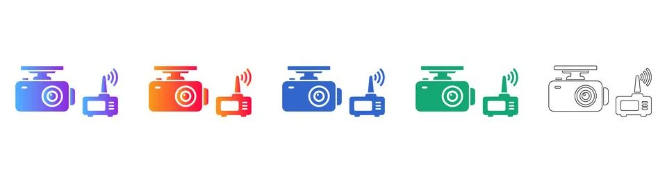 Wireless Dash Cam and Controller Icons 스톡 일러스트