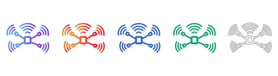 Wireless Data Connection Node Icon Set Illustrazione stock