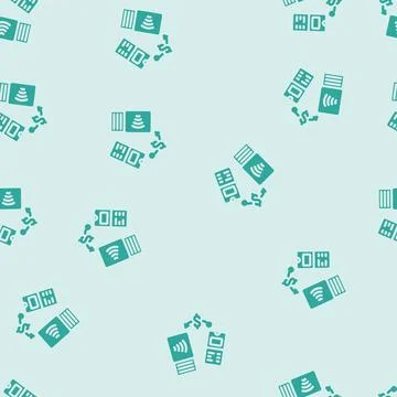 Wireless data transfer glyph vector seamless pattern Stock Illustration