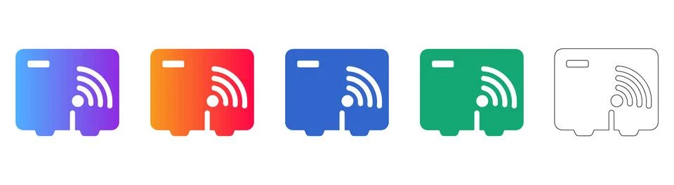 Wireless Data Transfer Icon Set Stock Illustration