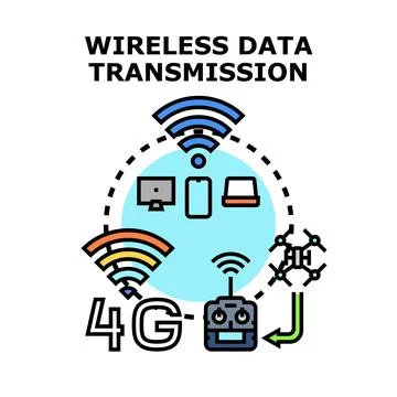 Wireless data transmission connecting devices through technology Stock Illustration