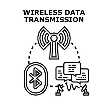 Wireless data transmission vector black icon concept Stock Illustration