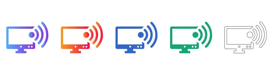 Wireless Desktop Connectivity Icon Set Stock Illustration