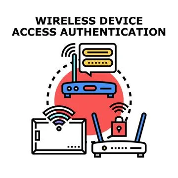 Wireless device access authentication establishing secure network connection Ilustración de archivo