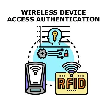 Wireless device access authentication system and process Stock Illustration