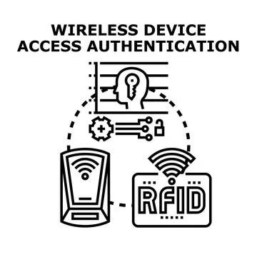 Wireless device access authentication system and process Stock Illustration