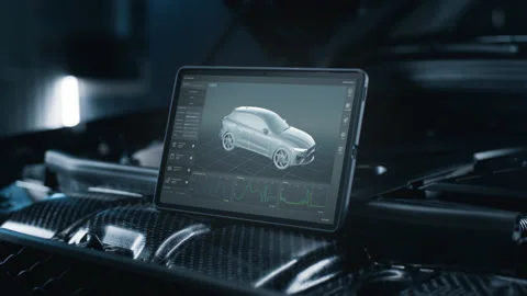 Wireless diagnostics of a car with an internal combustion engine Stock Footage 202613363