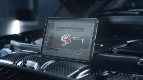 Wireless diagnostics of a car with an internal combustion engine Foto stock