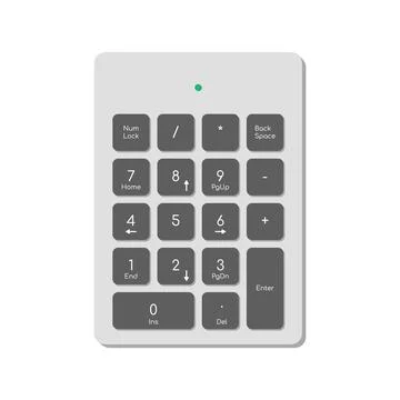 Wireless digital keyboard for computer complete with numbers, function keys and Stock Illustration