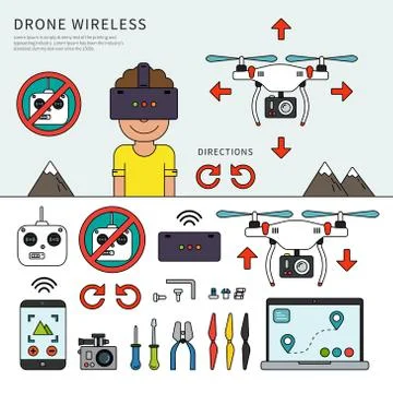 Wireless drone devices Illustrazione stock